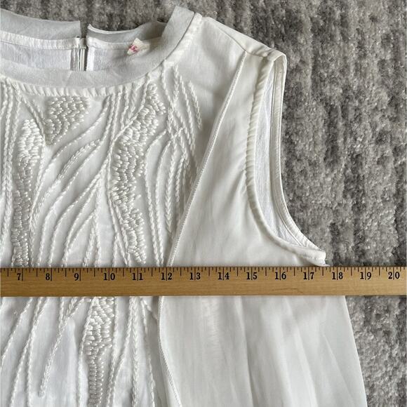 Unbranded Minimalist White Dress Women Size M Sleeveless Overlay Embroidered - Picture 7 of 16